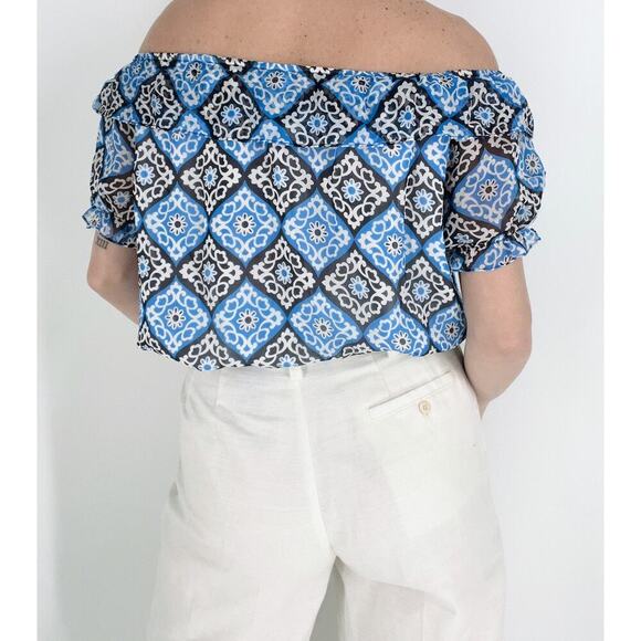 Vintage An Original Milly of New York Printed Silk Blouse Size 6 - Picture 2 of 3